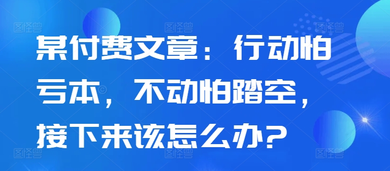 某付费文章：行动怕亏本，不动怕踏空，接下来该怎么办?-摸金项目网