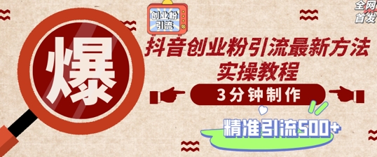 轻松制作创业类视频，一天被动加精准创业粉500+【揭秘】-摸金项目网