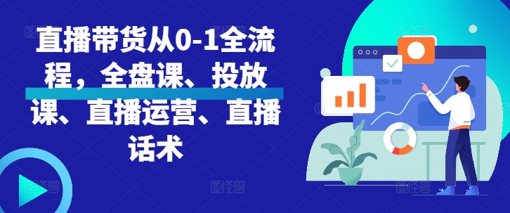 直播带货从0-1全流程，全盘课、投放课、直播运营、直播话术-摸金项目网