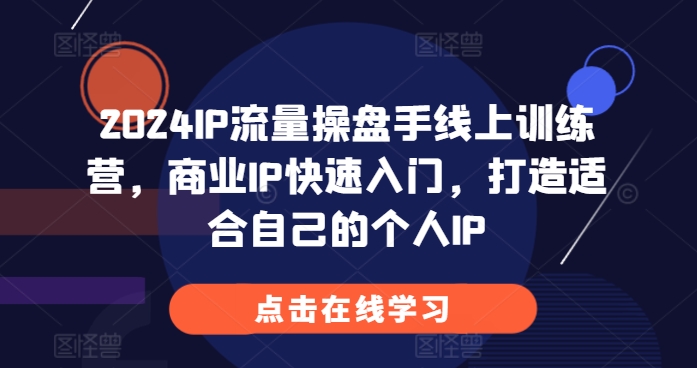 2024IP流量操盘手线上训练营，商业IP快速入门，打造适合自己的个人IP-摸金项目网