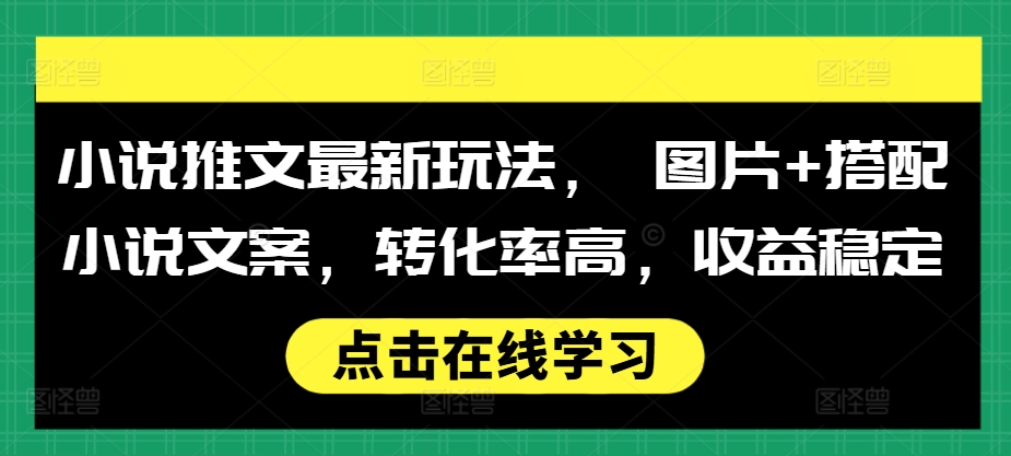 小说推文最新玩法， 图片+搭配小说文案，转化率高，收益稳定-摸金项目网