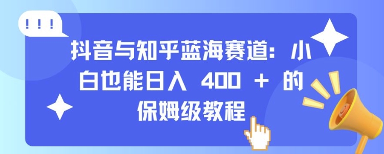 抖音与知乎蓝海赛道：小白也能日入 4张 的保姆级教程-摸金项目网