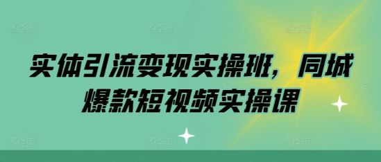 实体引流变现实操班，同城爆款短视频实操课-摸金项目网