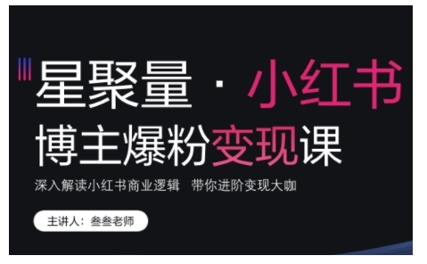 小红书博主爆粉变现课，深入解读小红书商业逻辑，带你进阶变现大咖-摸金项目网