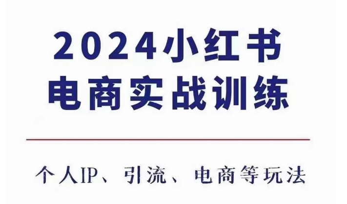 2024小红书电商3.0实战训练，包含个人IP、引流、电商等玩法-摸金项目网