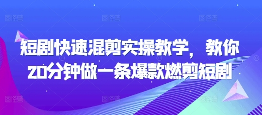 短剧快速混剪实操教学，教你20分钟做一条爆款燃剪短剧-摸金项目网