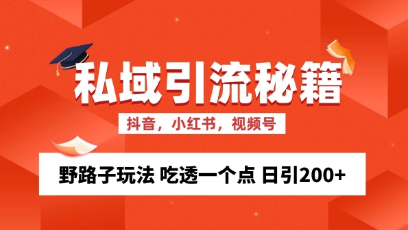 私域流量的精准化获客方法 野路子玩法 吃透一个点 日引200+ 【揭秘】-摸金项目网