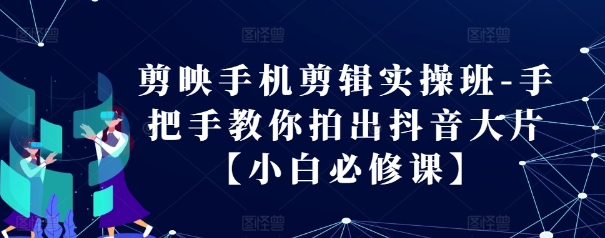 剪映手机剪辑实操班-手把手教你拍出抖音大片【小白必修课】-摸金项目网