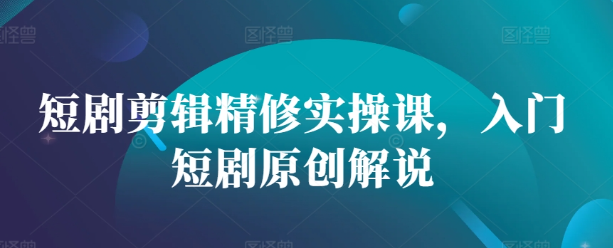 短剧剪辑精修实操课，入门短剧原创解说-摸金项目网