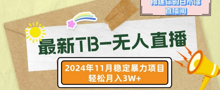 【最新TB-无人直播】11月最新，打造你的日不落直播间，轻松月入过W【揭秘】-摸金项目网