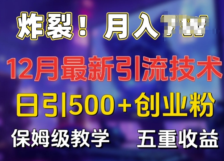 炸裂!揭秘12月最新日引流500+精准创业粉，多重收益保姆级教学-摸金项目网