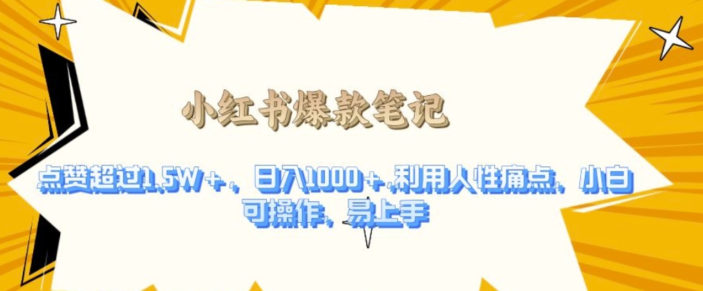 利用人性的痛点，打造爆款笔记，获得点赞超过1.5W+，日入1k【揭秘】-摸金项目网