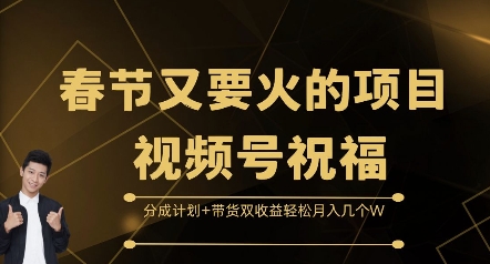春节又要火的项目视频号祝福，分成计划+带货双收益，轻松月入几个W【揭秘】-摸金项目网