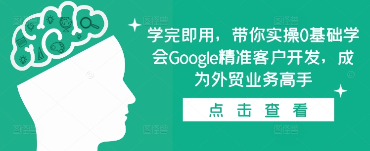 学完即用，带你实操0基础学会Google精准客户开发，成为外贸业务高手-摸金项目网