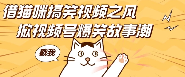 借猫咪搞笑视频之风，掀视频号爆笑故事潮，轻松日入四位数，无门槛快速入门!-摸金项目网