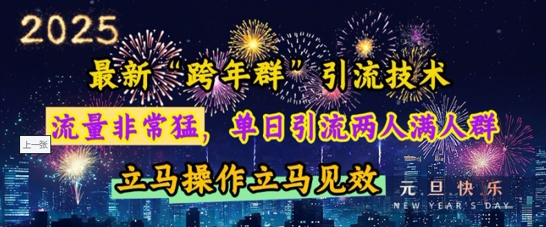 最新“跨年群”引流，流量非常猛，单日引流两人满人群，立马操作立马见效【揭秘】-摸金项目网