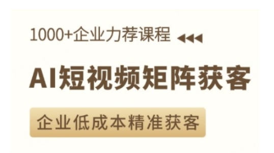 AI短视频矩阵获客实操课，企业低成本精准获客-摸金项目网