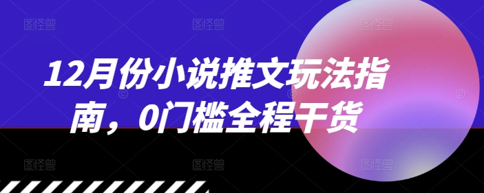 12月份小说推文玩法指南，0门槛全程干货-摸金项目网