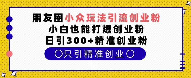 朋友圈小众玩法引流创业粉，小白也能打爆创业粉，日引300+精准创业粉【揭秘】-摸金项目网