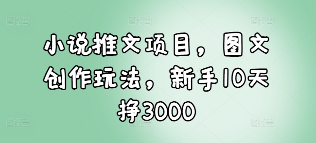 小说推文项目，图文创作玩法，新手10天挣3000-摸金项目网