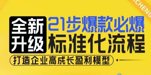 21步爆款必爆标准化流程，全新升级，打造企业高成长盈利模型-摸金项目网