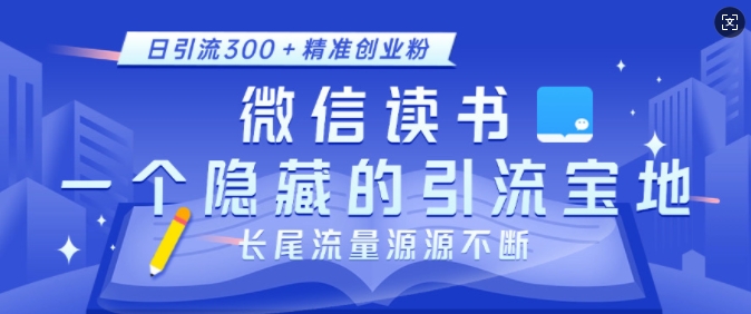 微信读书，一个隐藏的引流宝地，不为人知的小众打法，日引流300+精准创业粉，长尾流量源源不断-摸金项目网