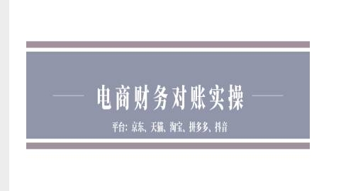 电商财务对账实操-京东天猫淘宝拼多多抖音电商财务对账-摸金项目网