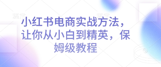 小红书电商实战方法，让你从小白到精英，保姆级教程-摸金项目网