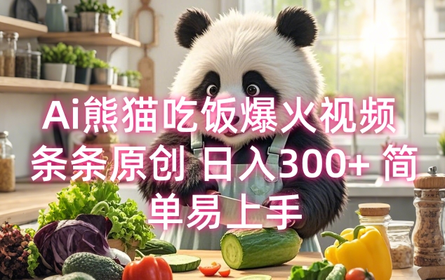 Ai熊猫吃饭爆火视频 条条原创 日入300+ 简单易上手-摸金项目网