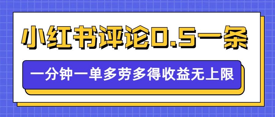 小红书留言评论，0.5元1条，一分钟一单，多劳多得，收益无上限-摸金项目网
