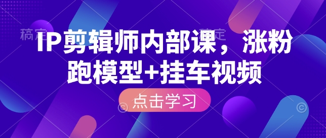 IP剪辑师内部课，涨粉跑模型+挂车视频-摸金项目网