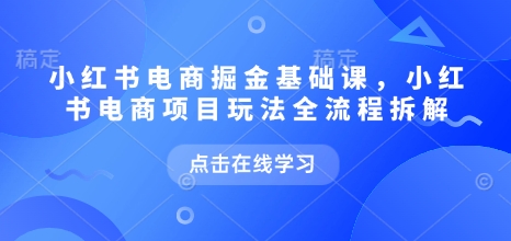 小红书电商掘金课，小红书电商项目玩法全流程拆解-摸金项目网