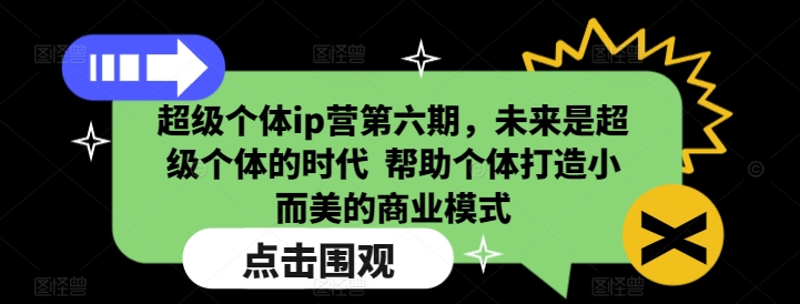 超级个体ip营第六期，未来是超级个体的时代  帮助个体打造小而美的商业模式-摸金项目网