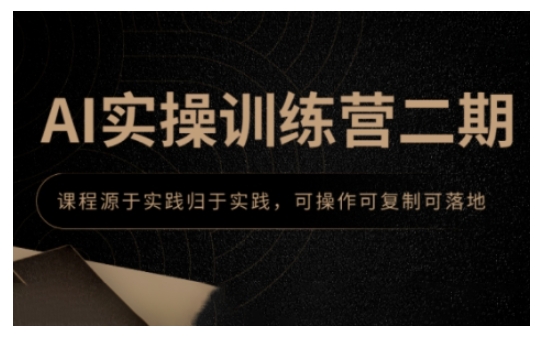 AI实操训练营二期，课程源于实践归于实践，可操作可复制可落地-摸金项目网