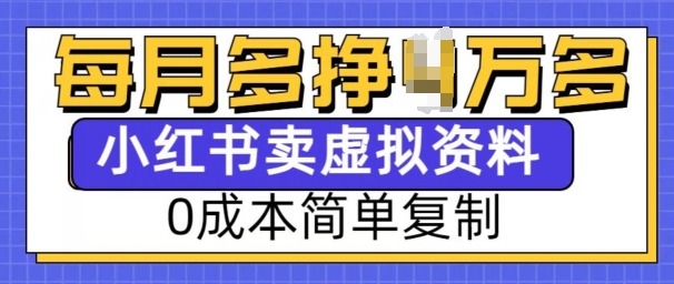 小红书虚拟资料项目，0成本简单复制，每个月多挣1W【揭秘】-摸金项目网