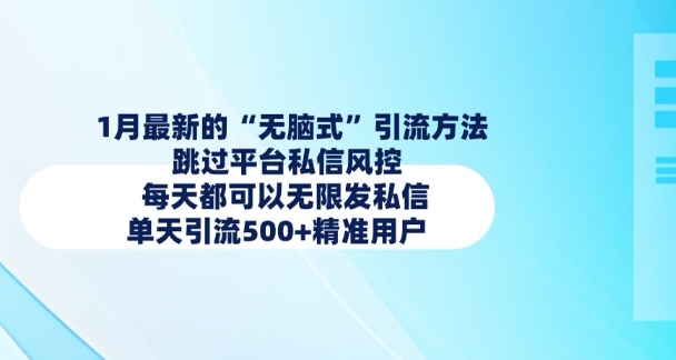 1月最新的无脑式引流方法，跳过平台私信风控，每天都可以无限发私信，单天引流500+精准用户-摸金项目网