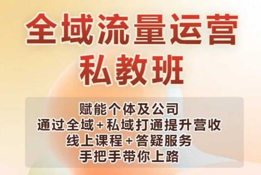 全域流量运营操盘课，赋能个体及公司通过全域+私域打通提升营收-摸金项目网