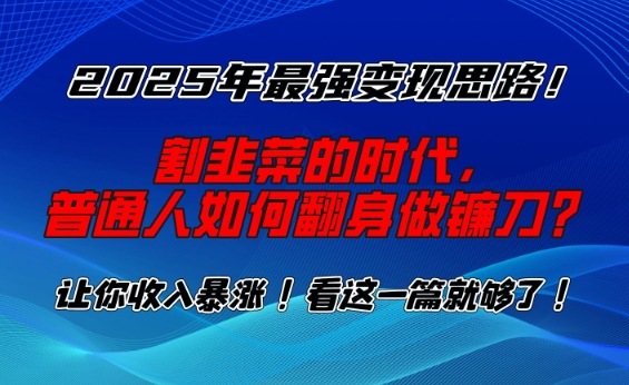 2025年最强变现思路，割韭菜的时代， 普通人如何翻身做镰刀？【揭秘】-摸金项目网