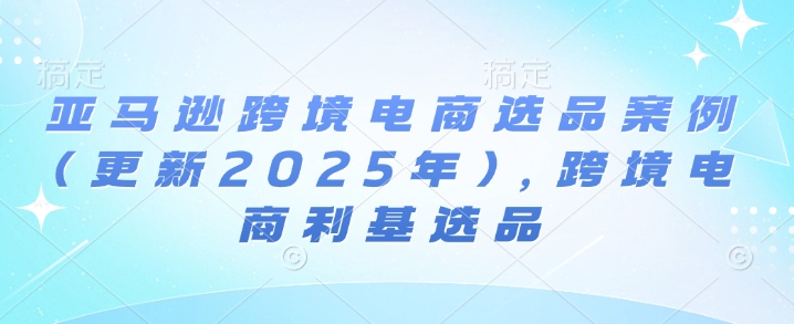 亚马逊跨境电商选品案例(更新2025年2月)，跨境电商利基选品-摸金项目网