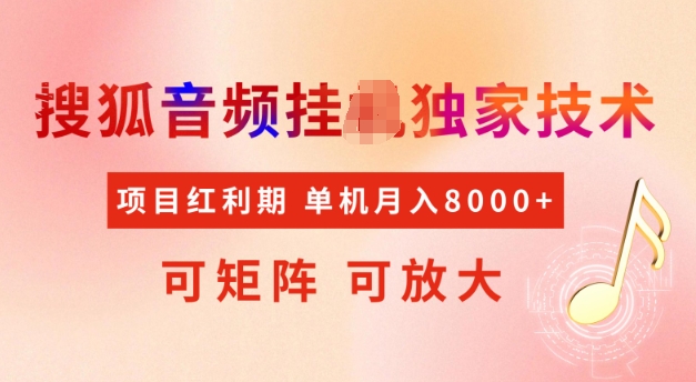 首发搜狐音频挂JI，项目红利期，可矩阵可放大，稳定月入5k【揭秘】-摸金项目网