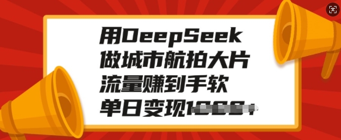 用DeepSeek做城市航拍大片，流量赚到手软，单日变现多张-摸金项目网