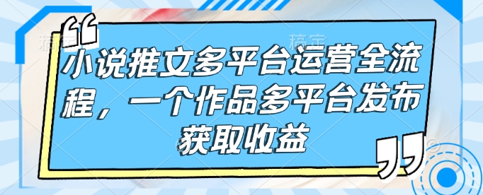 小说推文多平台运营全流程，一个作品多平台发布获取收益-摸金项目网