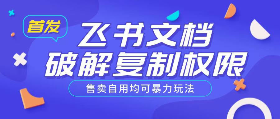 首发飞书文档破解复制权限，售卖自用均可暴力玩法-摸金项目网