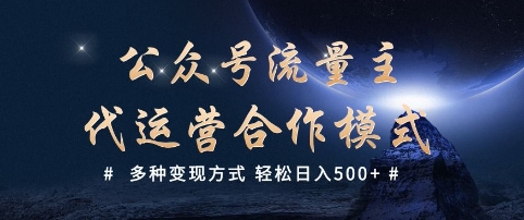 公众号流量主代运营  多种变现方式 轻松日入5张【揭秘】-摸金项目网