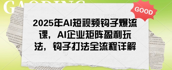 2025年AI短视频钩子爆流课，AI企业矩阵盈利玩法，钩子打法全流程详解-摸金项目网