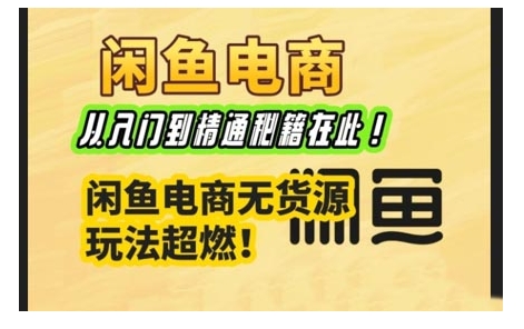 闲鱼电商实战课，从入门到精通秘籍在此，闲鱼电商无货源玩法超燃!-摸金项目网