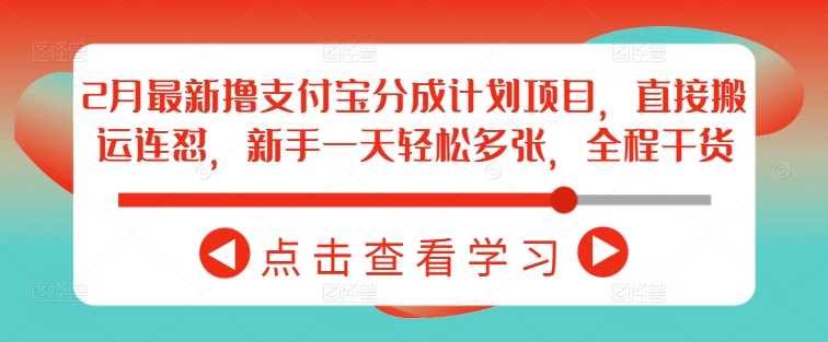 2月最新撸支付宝分成计划项目，直接搬运连怼，新手一天轻松多张，全程干货-摸金项目网