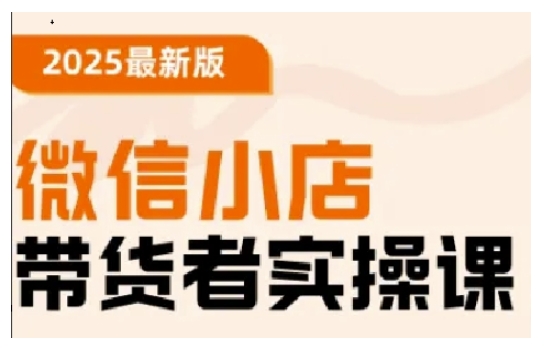 2025最新版微信小店带货者实操课，基础操作到高级运营技巧，快速上手-摸金项目网
