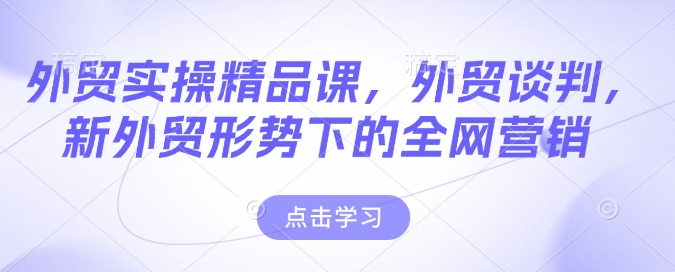 外贸实操精品课，外贸谈判，新外贸形势下的全网营销-摸金项目网