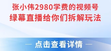 张小伟2980付费额视频号绿幕直播给你们拆解玩法-摸金项目网
